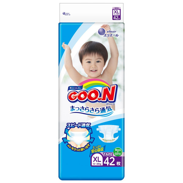 

Подгузники GOO.N для детей 12-20 кг (размер Big (XL), на липучках, унисекс, 42 шт) (853945)
