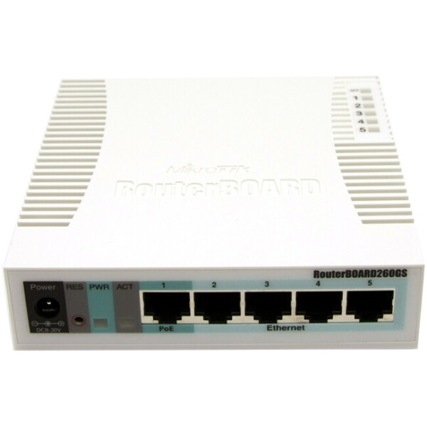 

Коммутатор MikroTik CSS106-5G-1S(RB260GS) (5x1Gb, 1x SFP)