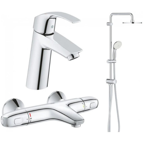 

Набор смесителей для ванны GROHE Eurosmart с термостатом (23324001+34155003+27389002), 34102TS