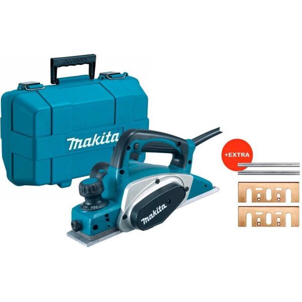 

Рубанок Makita KP0800 + кейс + набор строгальных ножей с пластиной (4 шт) (KP0800KX)
