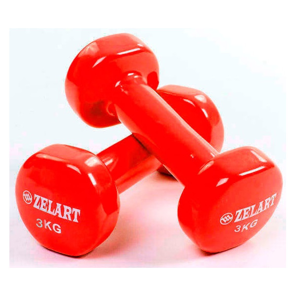

Набор гантелей для фитнеса с виниловым покрытием Zelart Beauty (2x3кг) TA-5225-3 красный (90001544110)