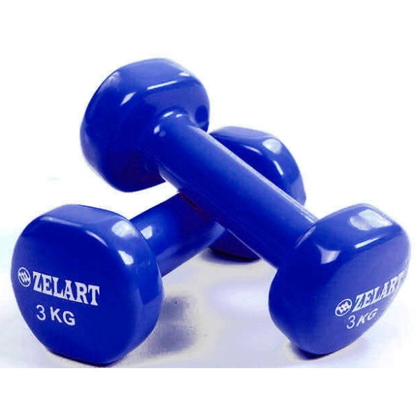 

Набор гантелей для фитнеса с виниловым покрытием Zelart Beauty (2x3кг) TA-5225-3 синий (9000154412)