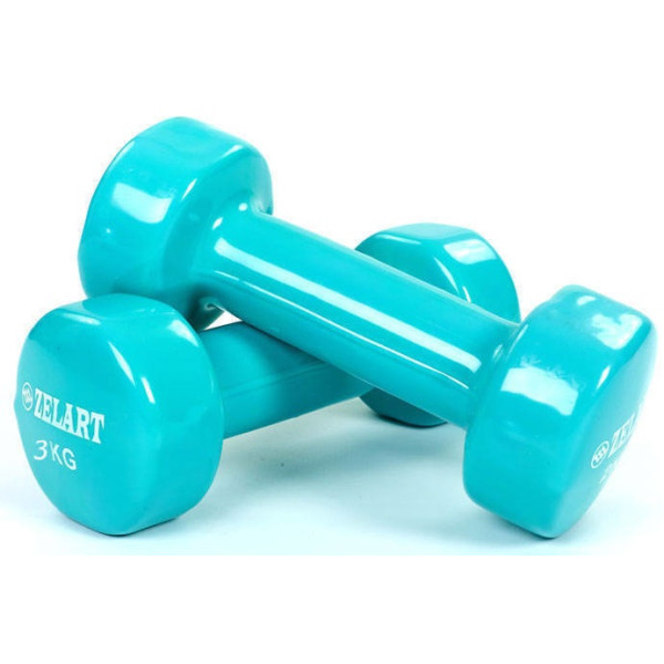 

Набор гантелей для фитнеса с виниловым покрытием Zelart Beauty (2x3кг) TA-5225-3 бирюзовый (9000154416)