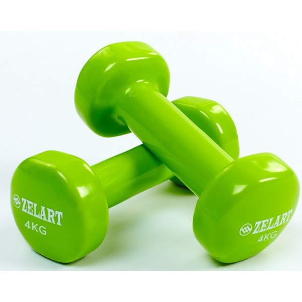 

Набор гантелей для фитнеса с виниловым покрытием Zelart Beauty (2x4кг) TA-5225-4 салатовый (9000154423)