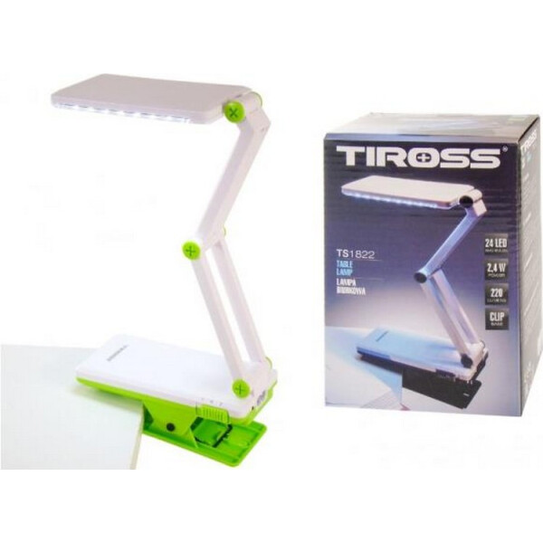

Настольная светодиодная лампа трансформер Tiross TS-1822 Green c зажимом аккумуляторная 1000 mAh, 24 smd LED