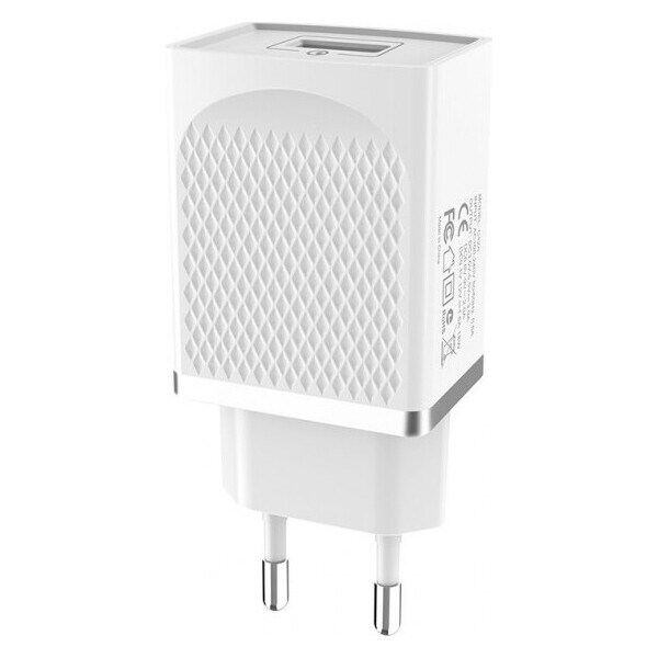 

Сетевое зарядное устройство 1USB Hoco C42A QC 3.0 White (3A)