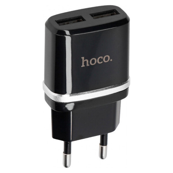 

Сетевое зарядное устройство 2USB Hoco C12 Black (2.4A)