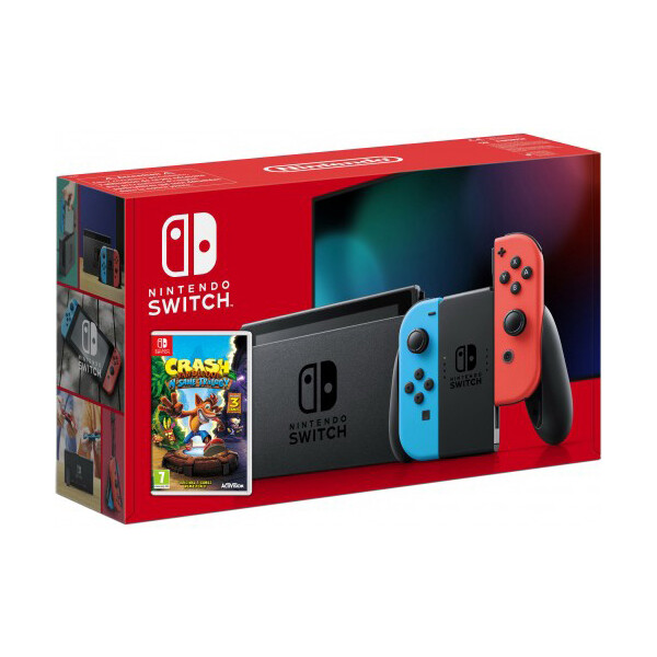 

Nintendo Switch Neon Blue-Red (Upgraded version) + Игра Crash Bandicoot N’sane Trilogy