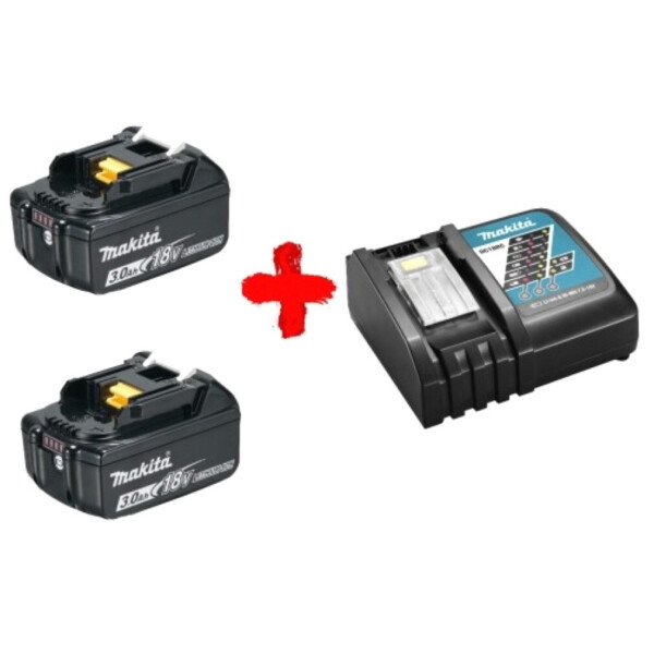 

Набор Makita аккумуляторов LXT BL1830Bx2 18В 3Ач + ЗУ DC18RC (DLXMUA182RC)