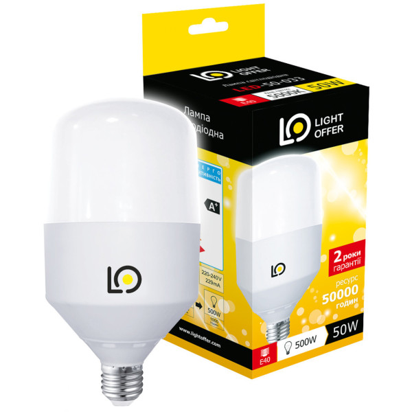 

Лампа светодиодная Light Offer H135 50W E40 5000K 5400 (LЕD-50-033)