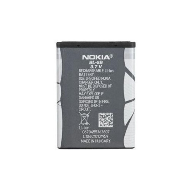 

Батарея Nokia BL-5B Nokia 3220/ 3230/ 5070/ 5140/ 5200/ 6020/ 6021/ 6060/ 6070/ 6080