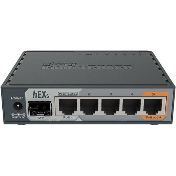 

Wi-Fi роутер MIKROTIK RouterBOARD RB760iGS hEX S (880MHz/256Mb, 5хGE, 1xSFP)