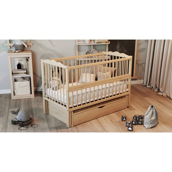 

Кровать детская Дубик-М Веселка на шарнирах с подшипником + ящик + откидная боковина натуральный