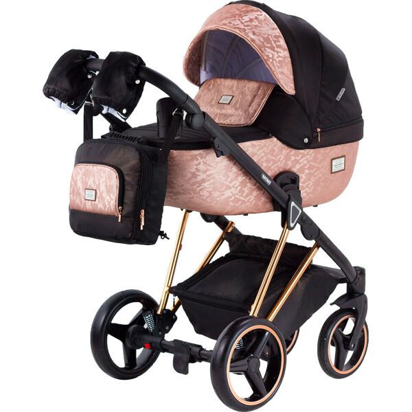 

Коляска 2 в 1 Adamex Mimi Polar (Pink Gold) Y837 черный (люрикс) - медный (принт) кожа (выдавленная точка)