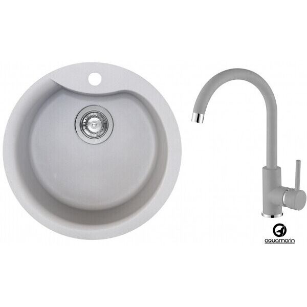 

Кухонная мойка ARGO 480-40 ALM + Смеситель кухонный AQUAMARIN WAVE 390 TITAN combi (Серый)