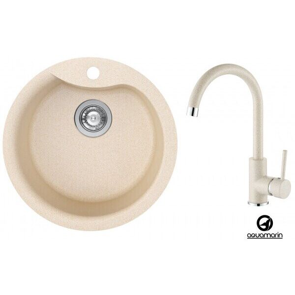

Кухонная мойка ARGO 480-40 BG + Смеситель кухонный AQUAMARIN WAVE 390 BIEGE combi (Бежевый)