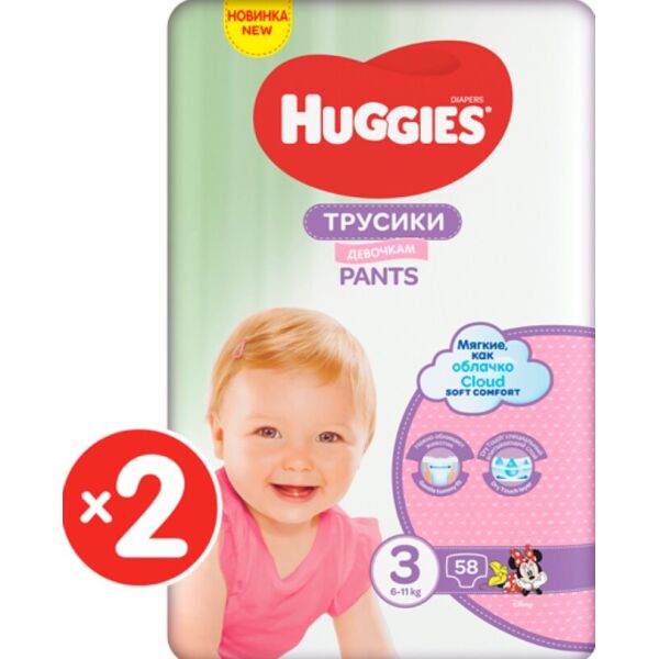

Подгузники-трусики Huggies Pants 3 M-Pack 6-11 кг для девочек 116 шт (5029054568033)