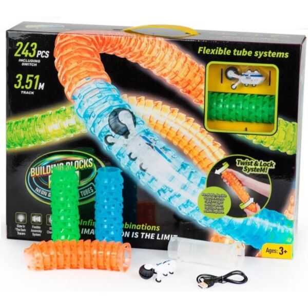 

Игровой набор гибкий трубчатый трек 243 деталей. 3,51 м (11381)