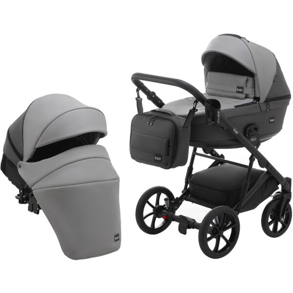 

Коляска универсальная 2 в 1 Bair Kiwi кожа 100% BK-21/15 серый - графит