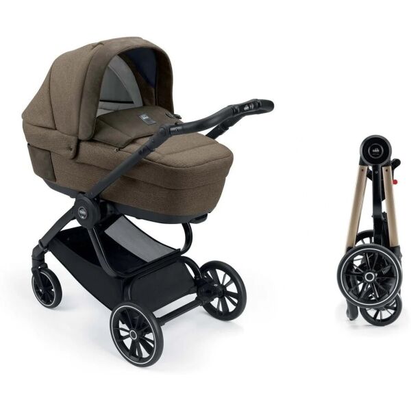 

Детская коляска универсальная 2 в 1 Cam Techno Soul 501 коричневая на золотистой раме (805T/V93/970/501K)