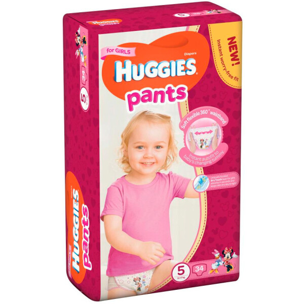 

Подгузники-трусики для девочек Huggies Pants 5 (12-17 кг) 34 шт