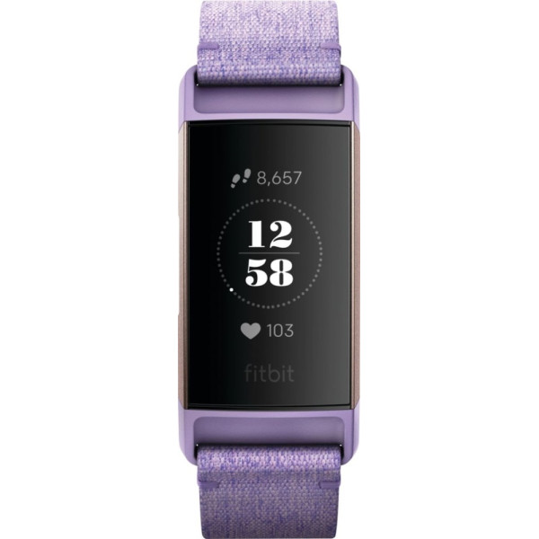 

Fitbit Charge 3 Fitness Activity Tracker Small/Large Lavender Woven/Rose Gold Aluminum (FB410RGLV)
