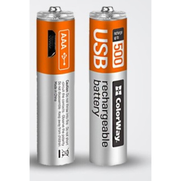 

Акумулятор ColorWay AAА micro USB 400 mAh (2шт/бл)