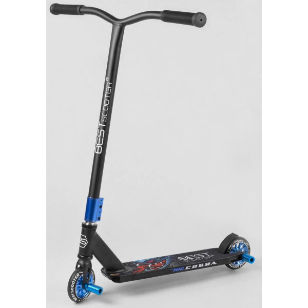 

Самокат трюковый Best Scooter двухколесный колеса 110 мм Черно-синий на алюминиевых дисках с пегами (19261)