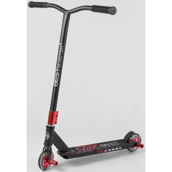 

Самокат трюковый Best Scooter двухколесный колеса 110 мм Черно-красный на алюминиевые диски с пегами (19262)