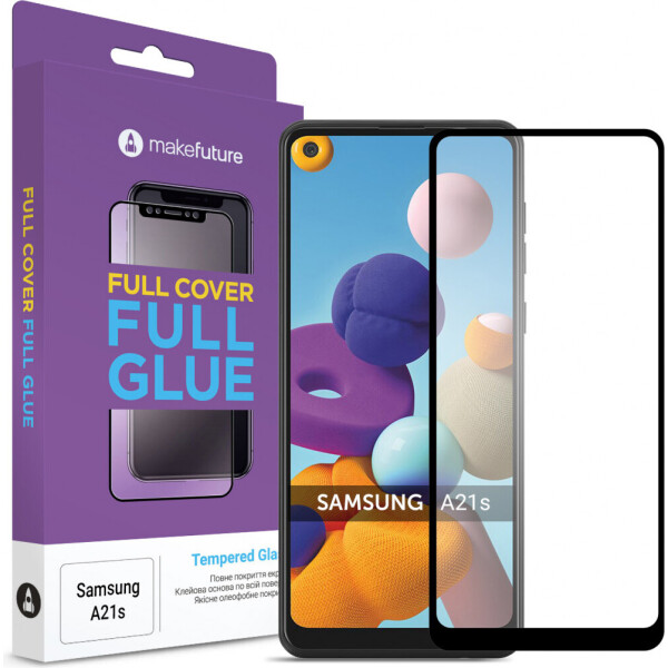 

Защитное стекло MakeFuture Full Cover Full Glue Black для Samsung A21s (A217)