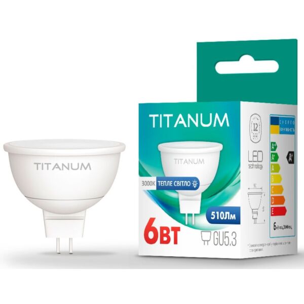 

Лампа светодиодная TITANUM MR16 6W GU5.3 3000K (TLMR1606533)