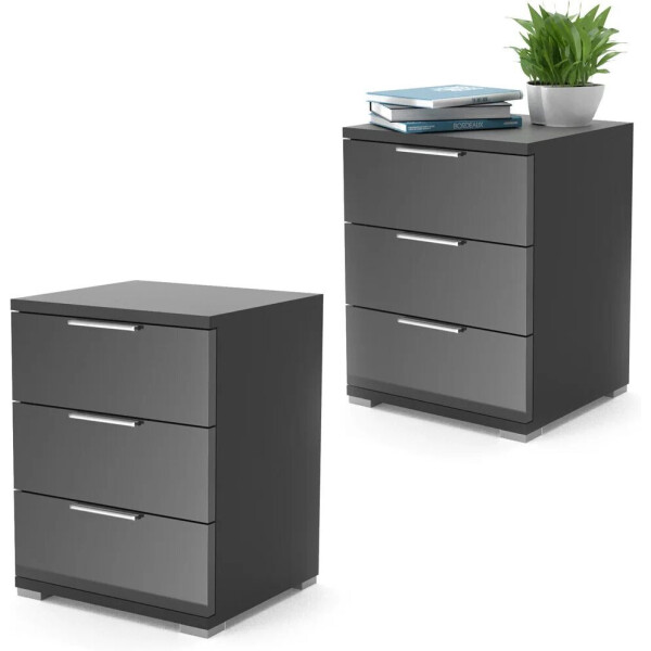

прикроватная Vicco Florenz 60x46, 2 штуки, цвет черный глянец