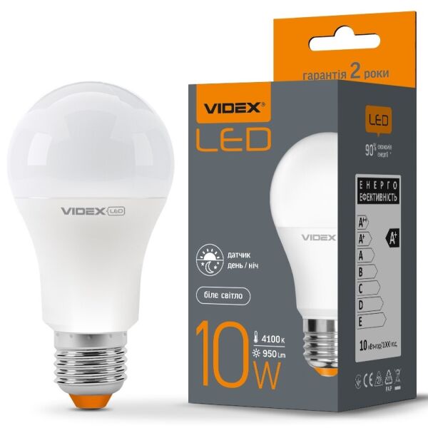 

Лампа светодиодная VIDEX A60e 10W E27 4100K с датчиком освещения (VL-A60e-10274-N)