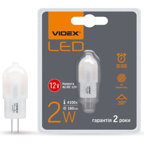 

Лампа светодиодная VIDEX G4C 12V 2W G4 4100K (VL-G4C-02124)