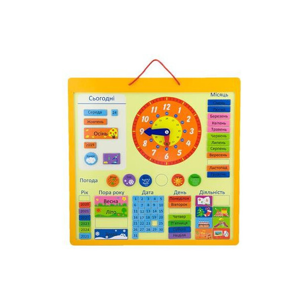 

Магнитный календарь Viga Toys с часами, на украинском языке (50377U)