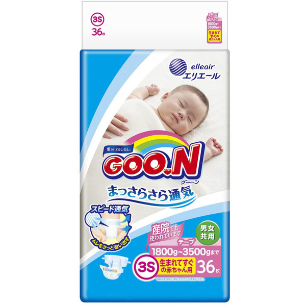 

Подгузники GOO.N для маловесных новорожденных SSS (1,8-3,5 кг) 36 шт (853519)