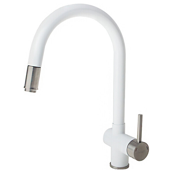 

Смеситель кухонный Fabiano FKM 47P S/Steel Alpine White белый