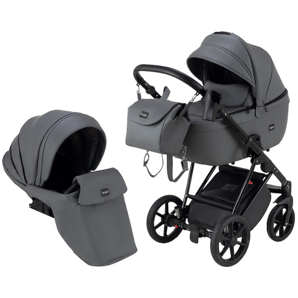 

Коляска 2 в 1 Bair Infinity кожа 100% графит