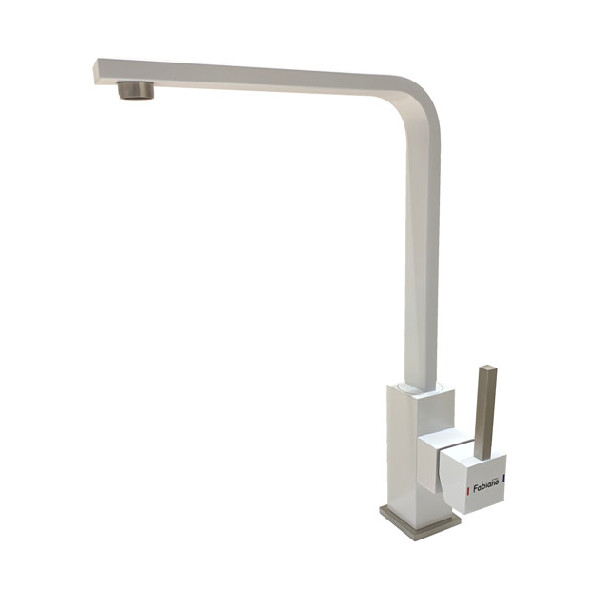 

Смеситель кухонный Fabiano FKM 52 S/Steel Alpine White белый