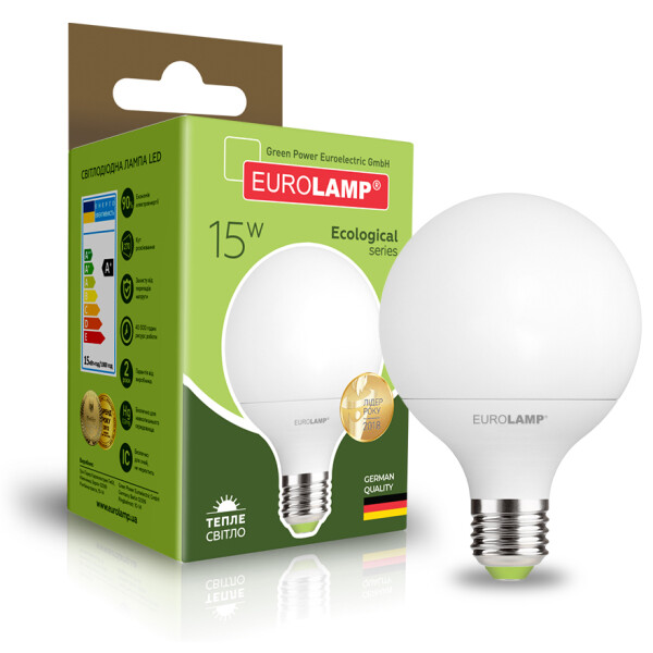 

Лампа светодиодная Eurolamp "D" G95 15W E27 4000K (LED-G95-15274(P))