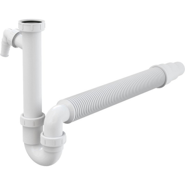 

Сифон трубчатый Alcaplast с накидной гайкой 6/4", c подводкой и гофрой, A83-DN50/40