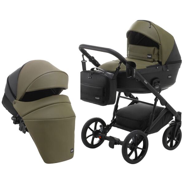 

Коляска универсальная 2 в 1 Bair Kiwi кожа 100% BK-11/15 хаки - черный