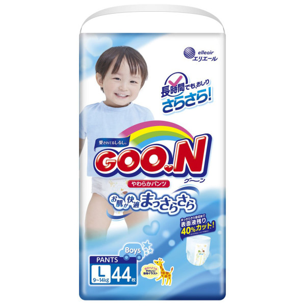 

Трусики-подгузники GOO.N для мальчиков L (9-14 кг) 44 шт (853627)