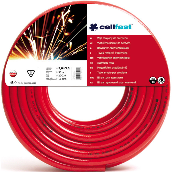 

Шланг для ацетилена Cellfast 9.0x3.0 мм 50 м (20-010)