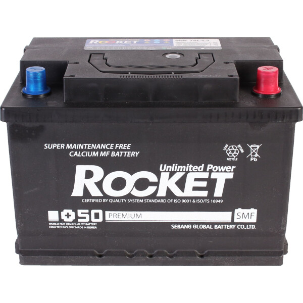 

Автомобильный аккумулятор ROCKET Premium 6CT 78Ah [-+] (78L-L3)