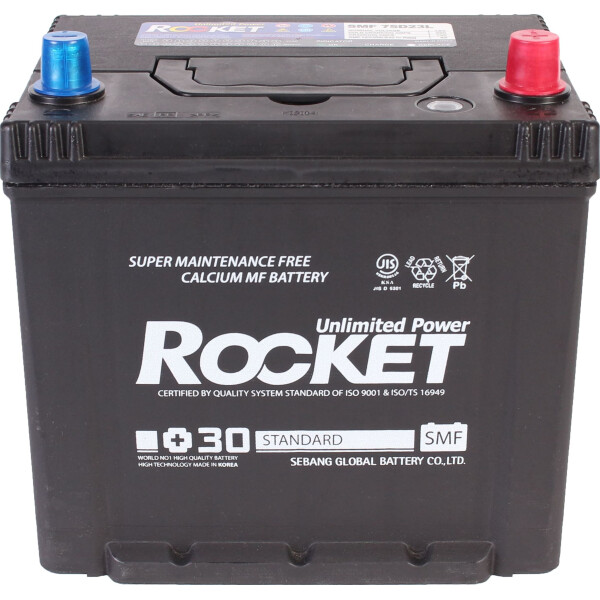 

Автомобильный аккумулятор ROCKET Standard 6CT 65Ah ASIA [-+] (75D23L)