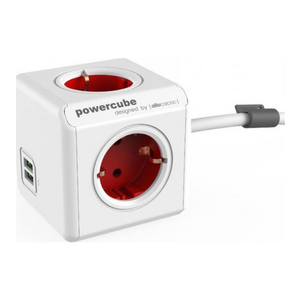 

Сетевой фильтр Allocacoc PowerCube Extended USB, Red (1402RD/DEEUPC)