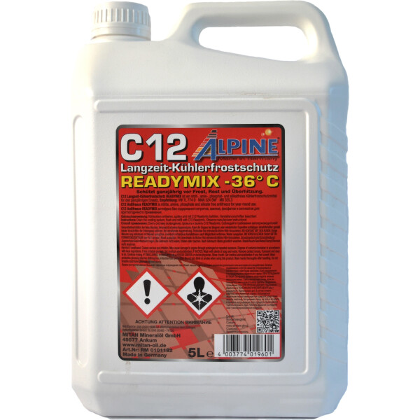 

Антифриз Alpine C12 ready-mix -36°C крас. 5л (5,5кг.)