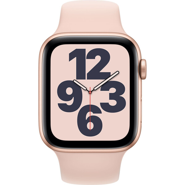 Акція на Смарт-часы Apple Watch SE GPS, 44mm Gold Aluminium Case with Pink Sand Sport Band (MYDR2) від Allo UA