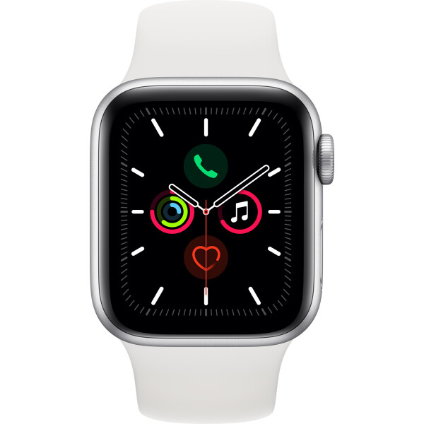

Apple Watch Series 5 GPS, 44mm Silver Aluminium Case with White Sport Band - S/M & M/L (MWVD2GK/A)